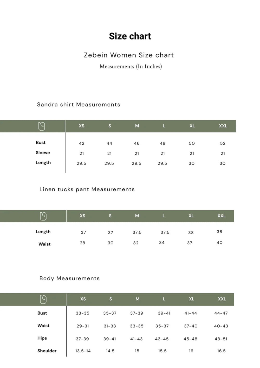 Size Chart 1