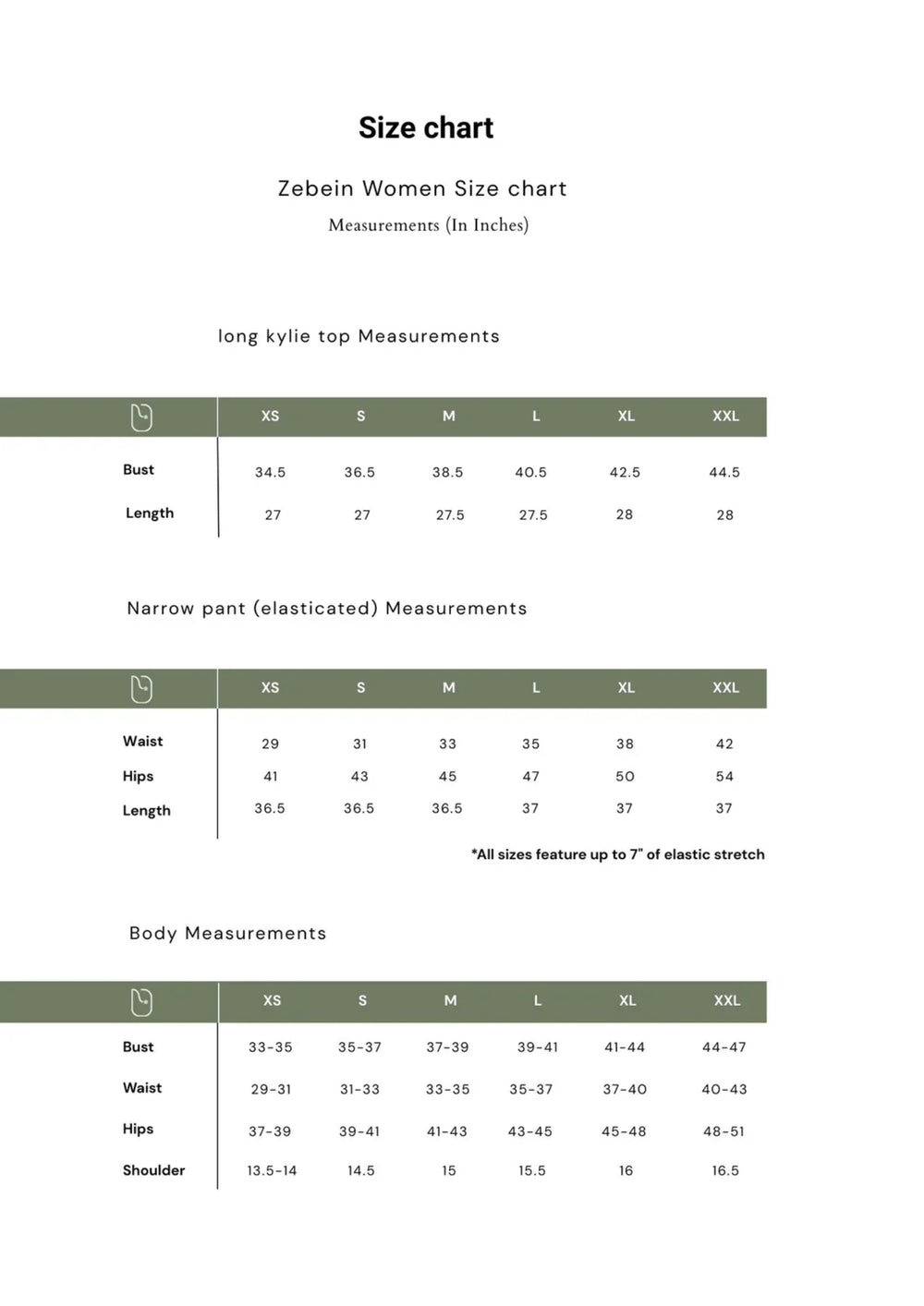 Size Chart 1