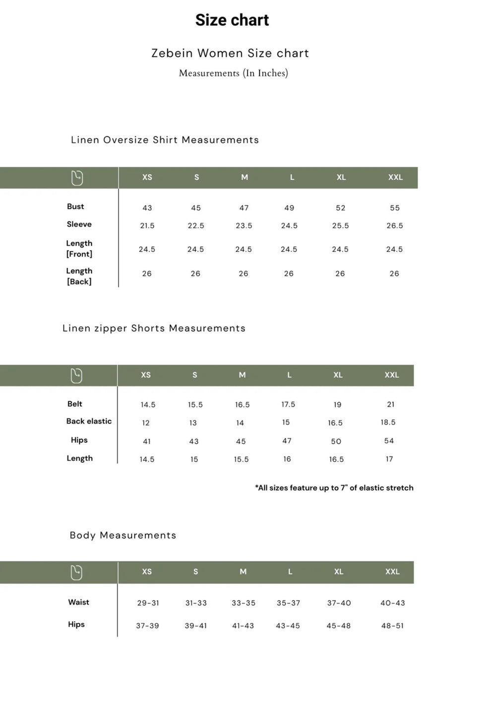 Size Chart 1
