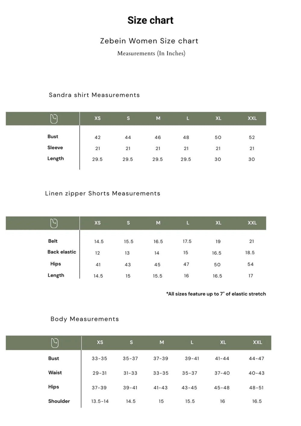 Size Chart 1