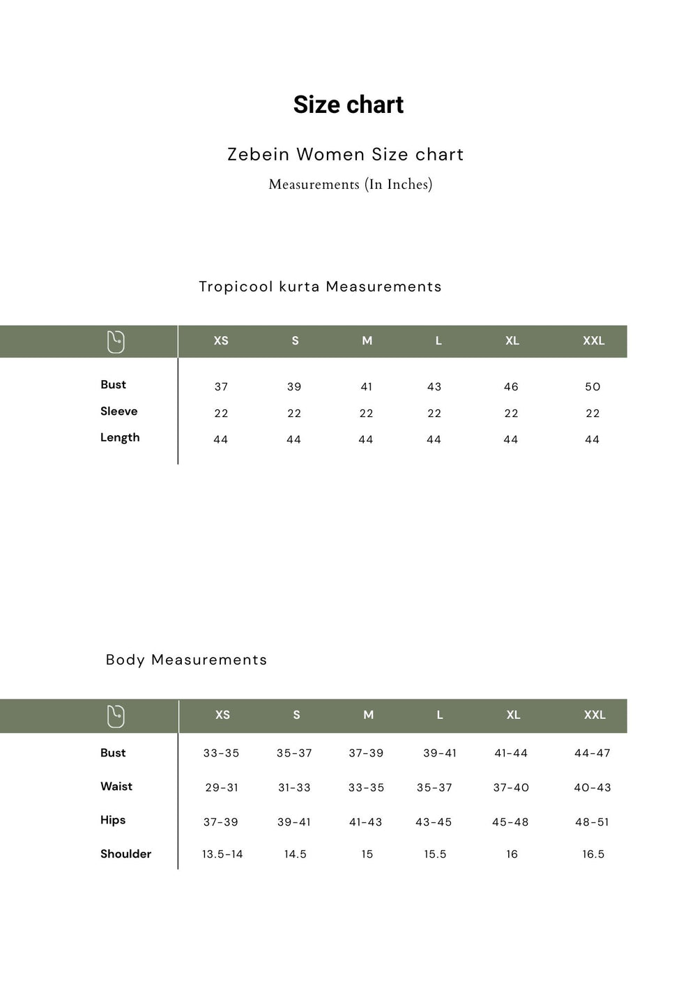 Size Chart 1