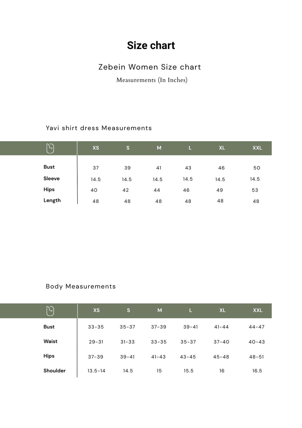 Size Chart 1